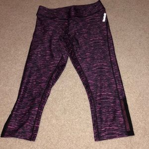 Purple and Pink Cropped Reebok Leggings